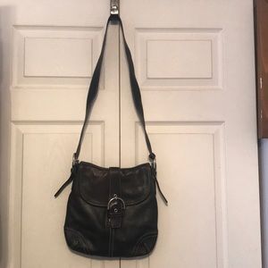Black Leather Coach Crossbody Purse